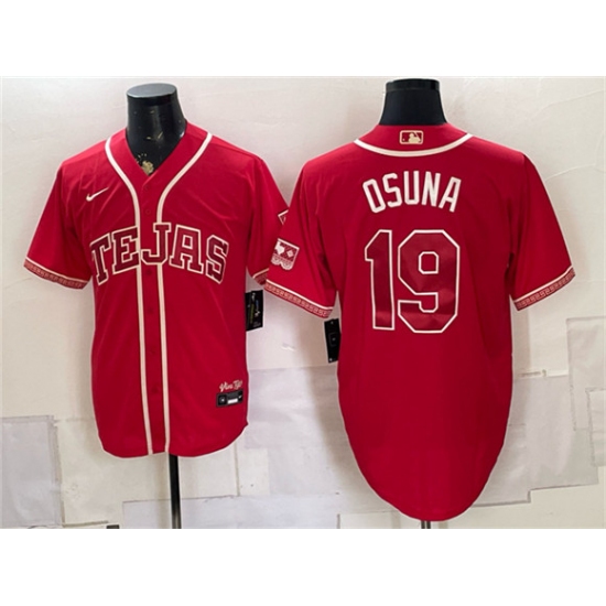 Men's Texas Rangers #19 Alejandro Osuna Red 2026 City Connect Stadium Stitched Baseball Jersey - Ujersey