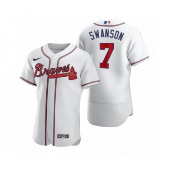 Men's Atlanta Braves #7 Dansby Swanson Nike White 2020 Authentic Jersey - Ujersey