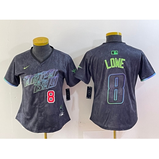 Women's Tampa Bay Rays #8 Brandon Lowe Charcoal 2024 City Connect Player Number Limited Cool Base Jerseys - Ujersey
