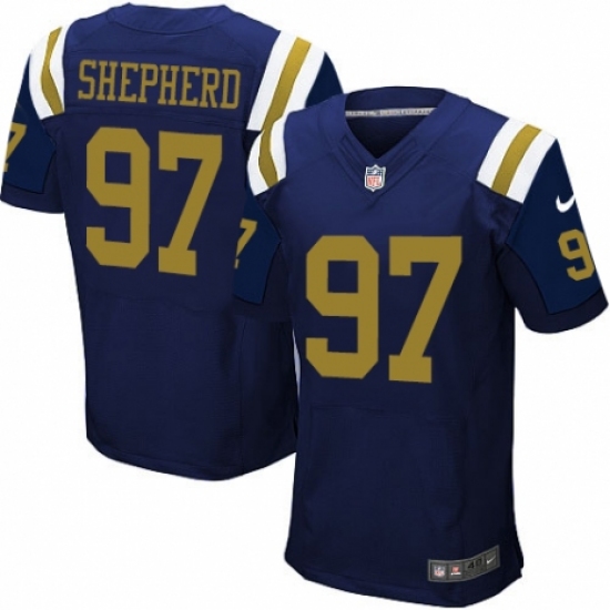 Men's Nike New York Jets #97 Nathan Shepherd Elite Navy Blue Alternate NFL Jersey - Ujersey