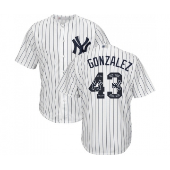 Men's New York Yankees #43 Gio Gonzalez Authentic White Team Logo Fashion Baseball Jersey - Ujersey