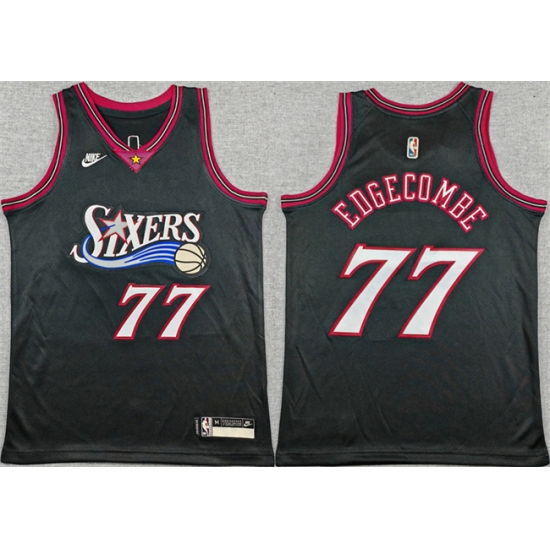 Youth Philadelphia 76ers #77 V. J. Edgecombe Black 2025-26 Classic Edition Stitched Jersey