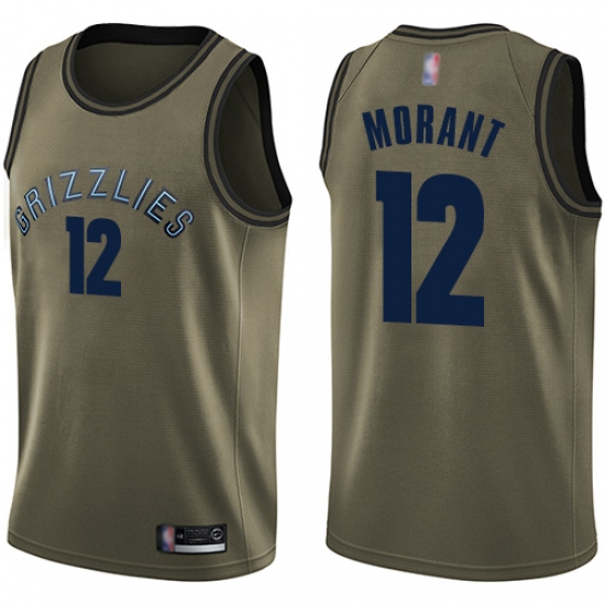 Youth Nike Memphis Grizzlies #12 Ja Morant Green NBA Swingman Salute to Service Jersey - Ujersey