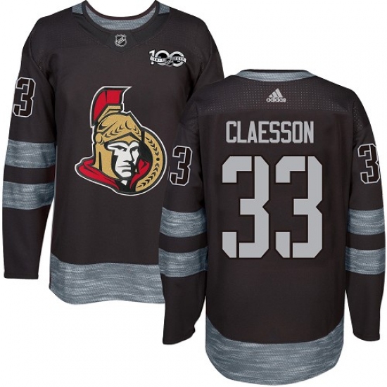 Men's Adidas Ottawa Senators #33 Fredrik Claesson Authentic Black 1917-2017 100th Anniversary NHL Jersey - Ujersey