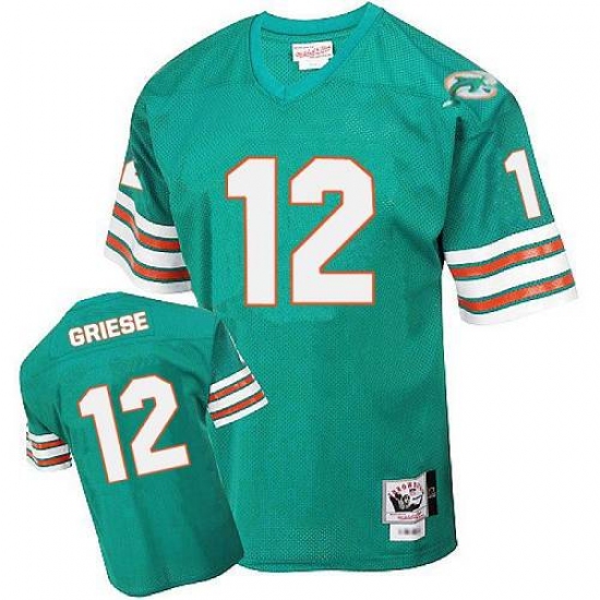 Mitchell and Ness Miami Dolphins #12 Bob Griese Aqua Green Team Color Authentic Throwback NFL Jersey - Ujersey