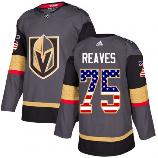Youth Adidas Vegas Golden Knights #75 Ryan Reaves Authentic Gray USA Flag Fashion NHL Jersey - Ujersey