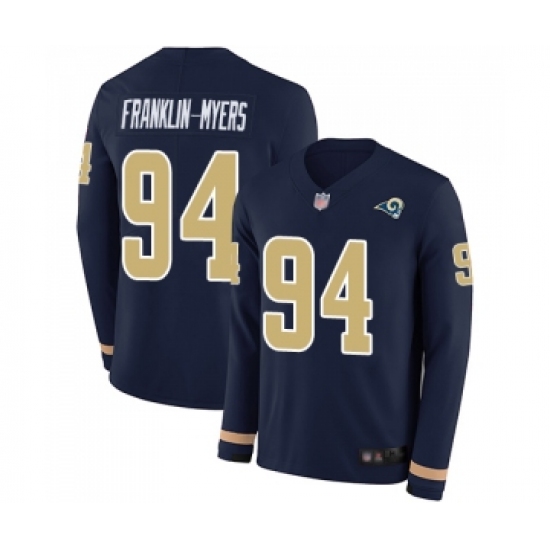 Men's Los Angeles Rams #94 John Franklin-Myers Limited Navy Blue Therma Long Sleeve Football Jersey - Ujersey