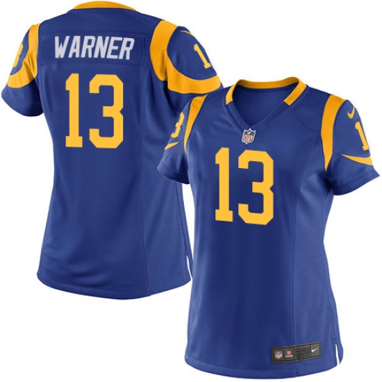 Women's Nike Los Angeles Rams #13 Kurt Warner Game Royal Blue Alternate NFL Jersey - Ujersey