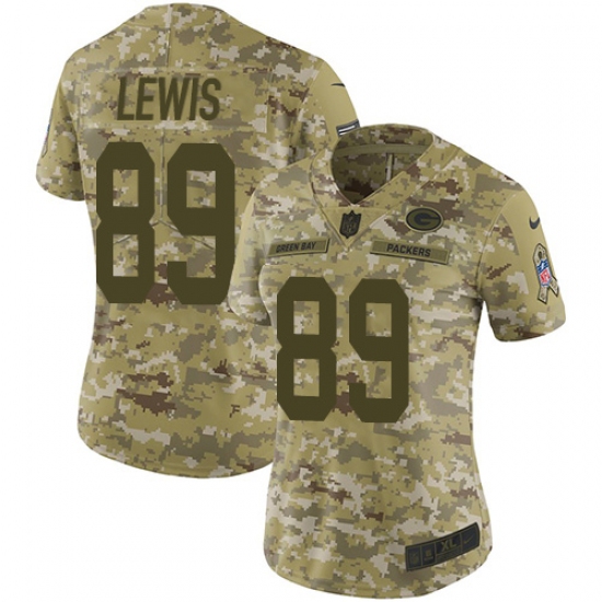 Women's Nike Green Bay Packers #89 Marcedes Lewis Limited Camo 2018 Salute to Service NFL Jersey - Ujersey