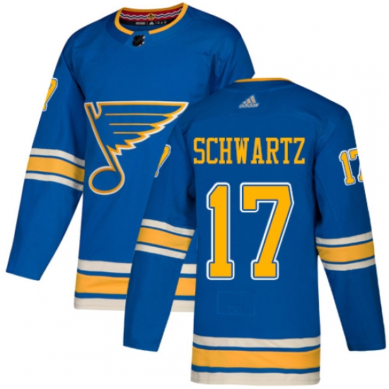 Men's Adidas St. Louis Blues #17 Jaden Schwartz Blue Alternate Authentic Stitched NHL Jersey - Ujersey
