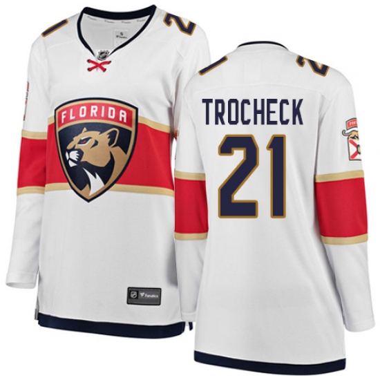 Women's Florida Panthers #21 Vincent Trocheck Authentic White Away Fanatics Branded Breakaway NHL Jersey - Ujersey