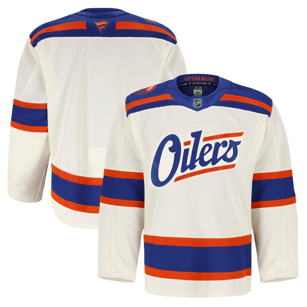 Men's Edmonton Oilers Fanatics Light Beige Alternate Authentic Pro Jersey - U-jersey
