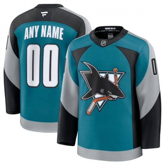 Men's San Jose Sharks Active Player Custom Teal 2025 Alternate Stitched Hockey Jersey - Ujersey