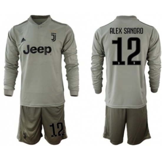 Juventus #12 Alex Sandro Away Long Sleeves Soccer Club Jersey