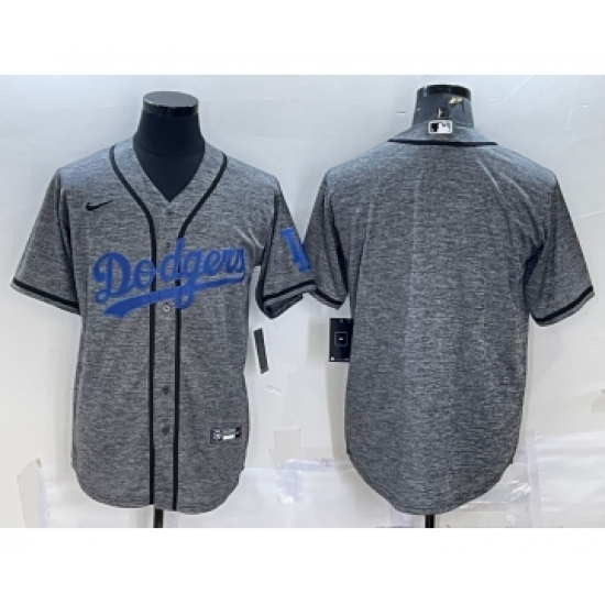 Men's Los Angeles Dodgers Blank Grey Gridiron Cool Base Stitched Baseball Jersey - Ujersey