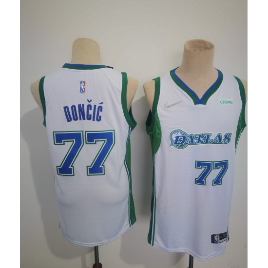 Men's Dallas Mavericks 2021-22 City Edition #77 Luka Doncic White Stitched Basketball Jersey - Ujersey