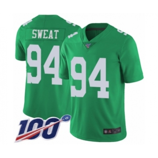 Youth Philadelphia Eagles #94 Josh Sweat Limited Green Rush Vapor Untouchable 100th Season Football Jersey - Ujersey