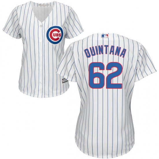 Women's Majestic Chicago Cubs #62 Jose Quintana Authentic White Home Cool Base MLB Jersey - Ujersey