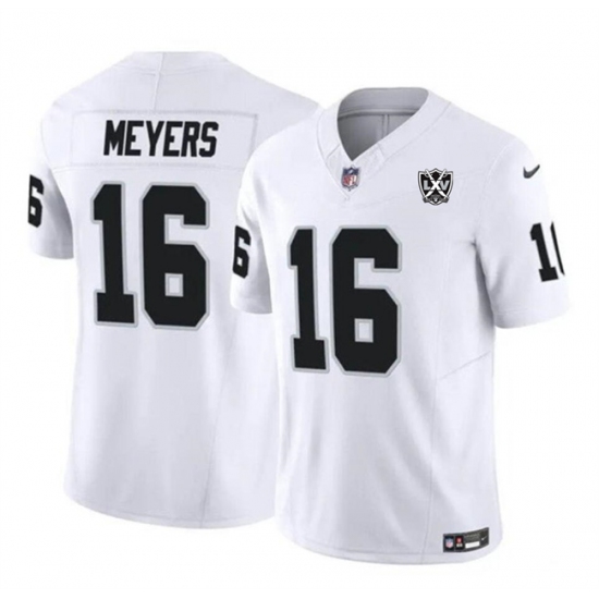 Men's Las Vegas Raiders #16 Jakobi Meyers White 2024 F.U.S.E 65th Anniversary Vapor Stitched Football Jersey