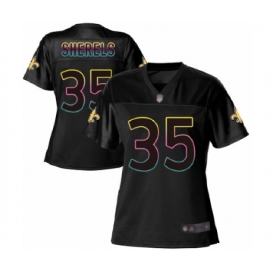 Women's New Orleans Saints #35 Marcus Sherels Limited Pink Rush Fashion Football Jersey - Ujersey