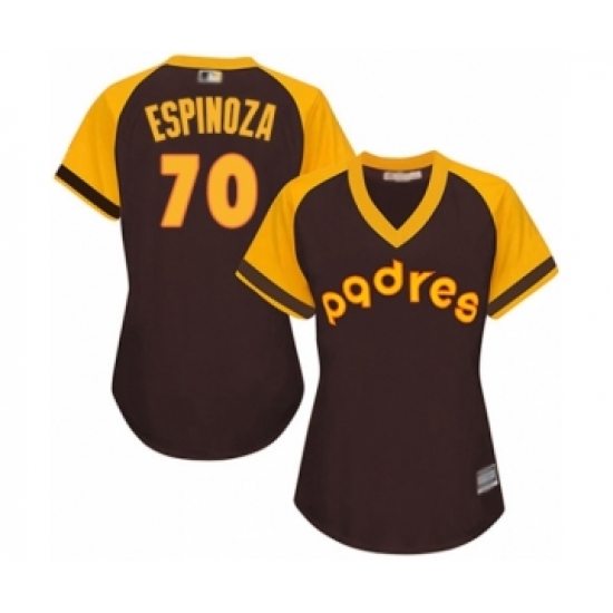 Women's San Diego Padres #70 Anderson Espinoza Authentic Brown Alternate Cooperstown Cool Base Baseball Player Jersey - Ujersey