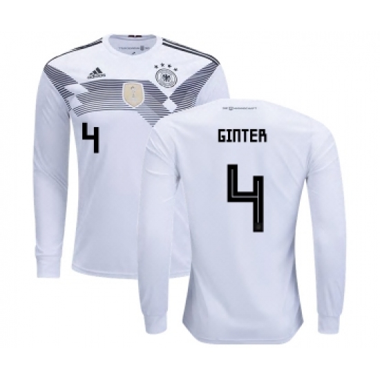 Germany #4 Ginter Home Long Sleeves Kid Soccer Country Jersey