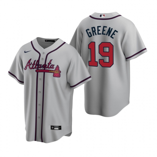 Men's Nike Atlanta Braves #19 Shane Greene Gray Road Stitched Baseball Jersey - Ujersey