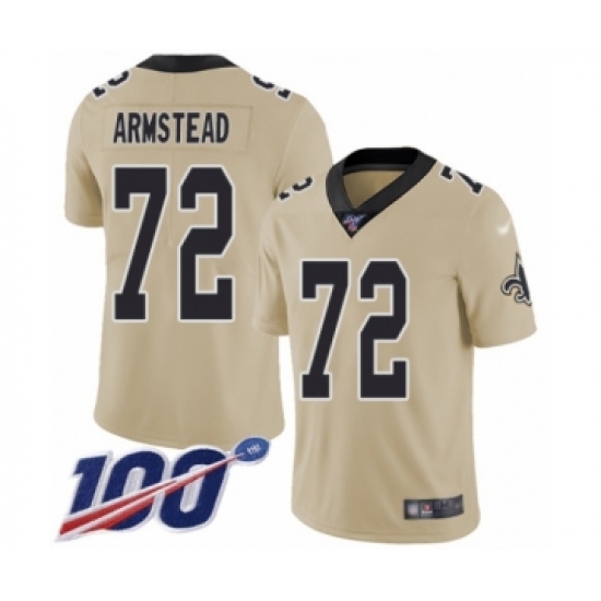 Youth New Orleans Saints #72 Terron Armstead Limited Gold Inverted Legend 100th Season Football Jersey - Ujersey