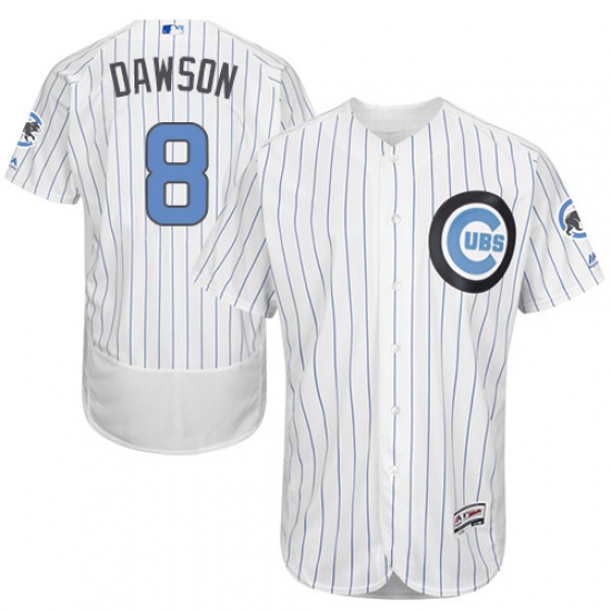 Men's Majestic Chicago Cubs #8 Andre Dawson Authentic White 2016 Father's Day Fashion Flex Base MLB Jersey
