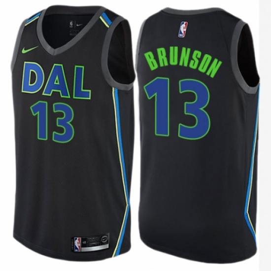 Men's Nike Dallas Mavericks #13 Jalen Brunson Swingman Black NBA Jersey - City Edition - Ujersey
