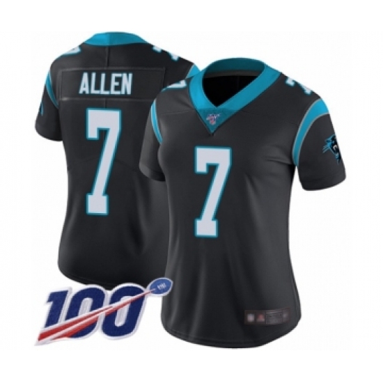 Women's Carolina Panthers #7 Kyle Allen Black Team Color Vapor Untouchable Limited Player 100th Season Football Jersey - Ujersey