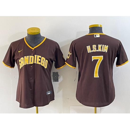 Women's San Diego Padres #7 Ha Seong Kim Brown Stitched Cool Base Nike Jersey - Ujersey
