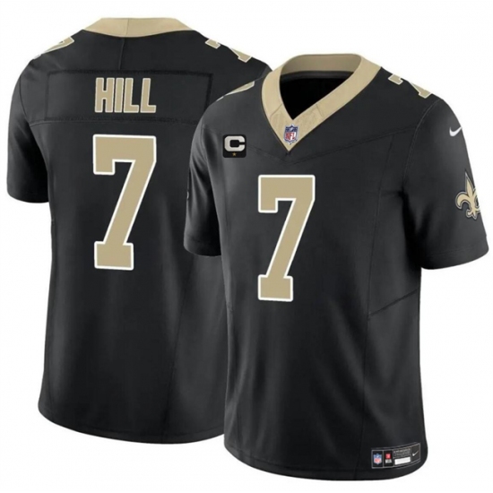 Men's New Orleans Saints #7 Taysom Hill Black 2024 F.U.S.E With 1-Star C Vapor Limited Stitched Football Jersey - Ujersey
