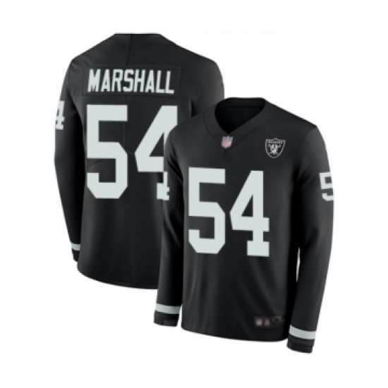 Youth Oakland Raiders #54 Brandon Marshall Limited Black Therma Long Sleeve Football Jersey