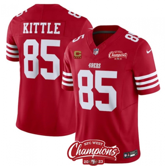 Men's San Francisco 49ers #85 George Kittle Red 2023 F.U.S.E. With 4-star C And NFC West Champions Football Stitched Jersey - Ujersey