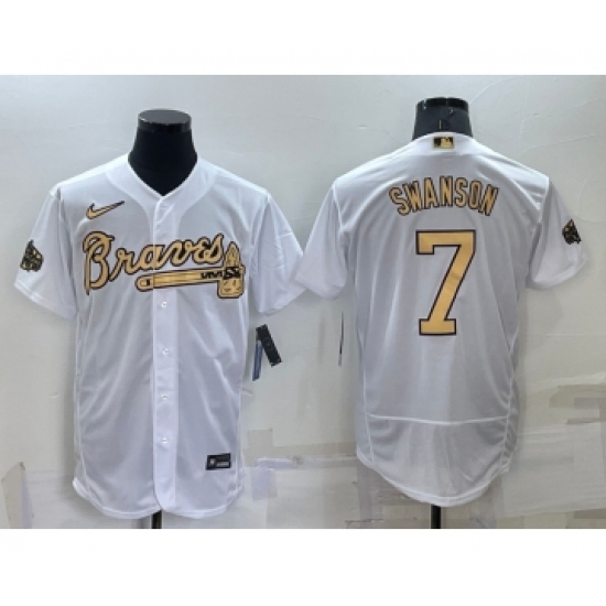 Men's Atlanta Braves #7 Dansby Swanson White 2022 All Star Stitched Flex Base Nike Jersey - Ujersey