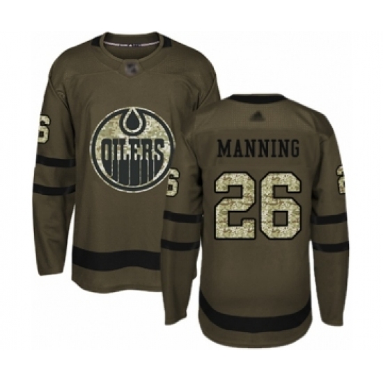 Men's Edmonton Oilers #26 Brandon Manning Authentic Green Salute to Service Hockey Jersey - Ujersey