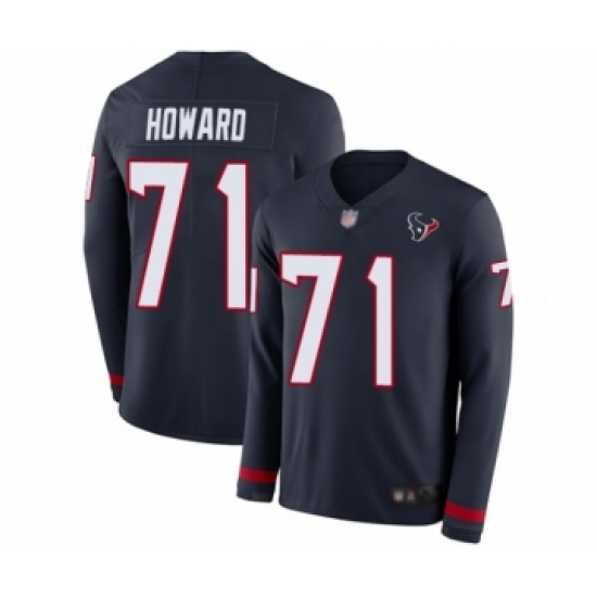 Men's Houston Texans #71 Tytus Howard Limited Navy Blue Therma Long Sleeve Football Jersey - Ujersey