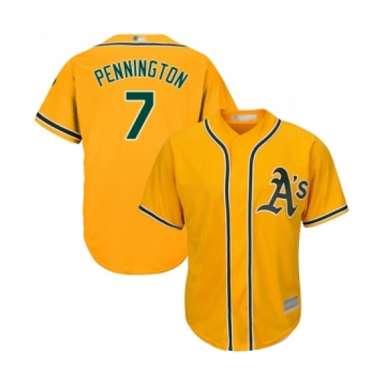 Men's Oakland Athletics #7 Cliff Pennington Replica Gold Alternate 2 Cool Base Baseball Jersey - Ujersey