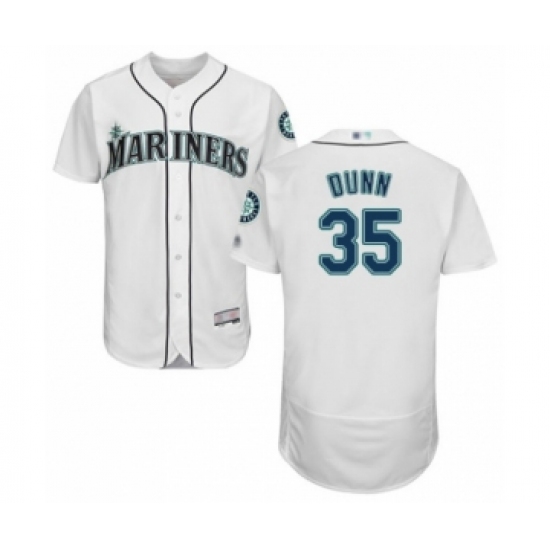 Men's Seattle Mariners #35 Justin Dunn White Home Flex Base Authentic Collection Baseball Player Jersey - Ujersey