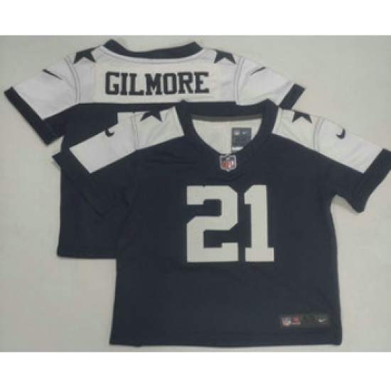Toddler Dallas Cowboys #21 Stephon Gilmore Blue Thanksgiving Vapor Stitched Limited Jersey - Ujersey
