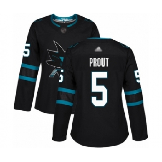 Women's San Jose Sharks #5 Dalton Prout Authentic Black Alternate Hockey Jersey - Ujersey