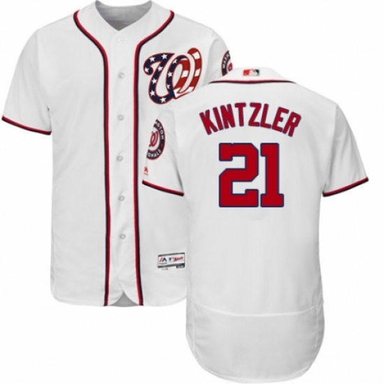 Men's Majestic Washington Nationals #21 Brandon Kintzler White Home Flex Base Authentic Collection MLB Jersey - Ujersey