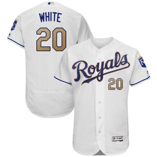 Men's Majestic Kansas City Royals #20 Frank White White Home Flex Base Authentic MLB Jersey - Ujersey