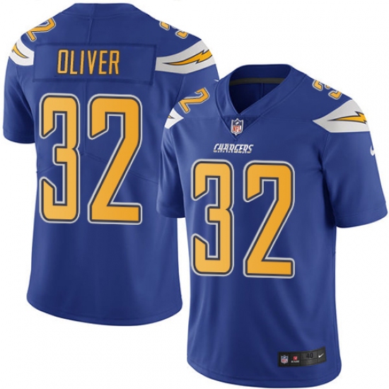 Men's Nike Los Angeles Chargers #32 Branden Oliver Elite Electric Blue Rush Vapor Untouchable NFL Jersey - Ujersey