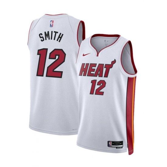 Men's Miami Heat #12 Dru Smith White 2024 Association Edition Stitched Basketball Jersey - Ujersey