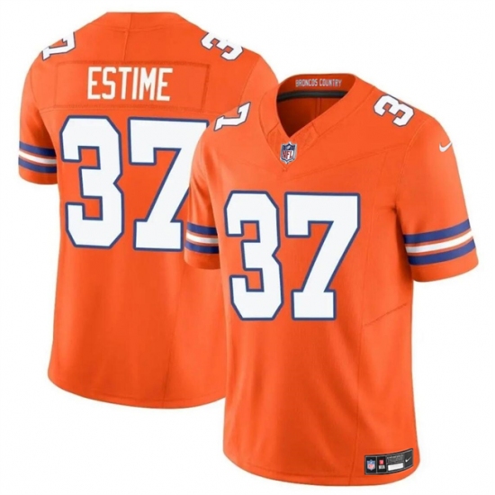Men's Denver Broncos #37 Audric Estime Orange F.U.S.E. Mile High Collection 1977 Throwback Vapor Limited Football Stitched Jersey - Ujersey