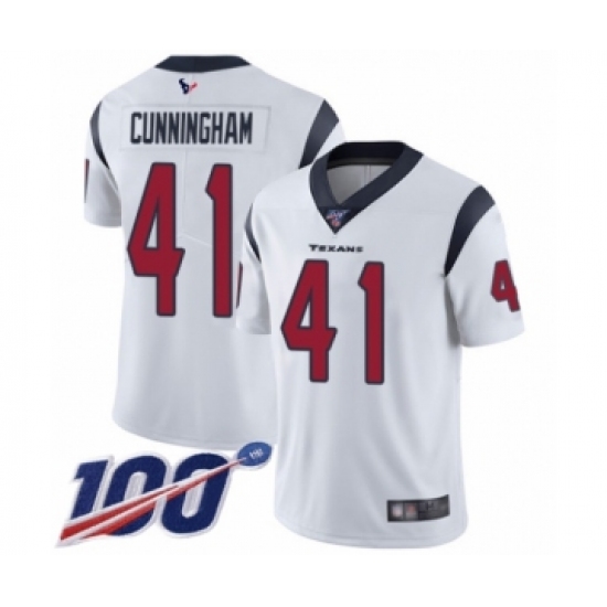 Men's Houston Texans #41 Zach Cunningham White Vapor Untouchable Limited Player 100th Season Football Jersey - Ujersey
