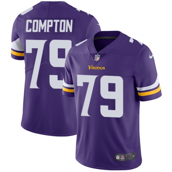 Men's Nike Minnesota Vikings #79 Tom Compton Purple Team Color Vapor Untouchable Limited Player NFL Jersey - Ujersey