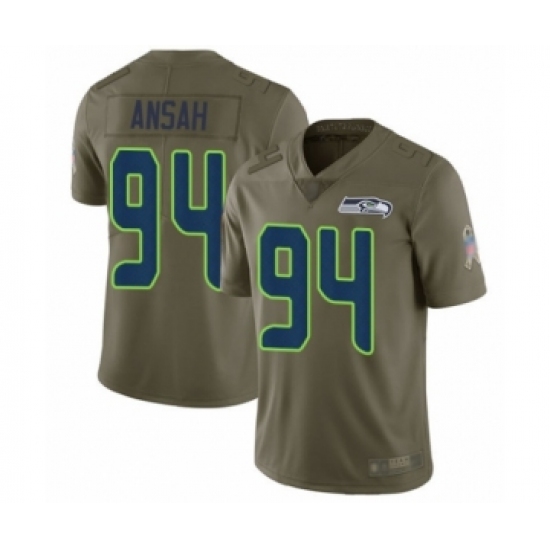 Youth Seattle Seahawks #94 Ezekiel Ansah Limited Olive 2017 Salute to Service Football Jersey - Ujersey
